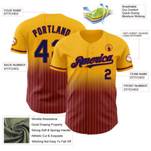 Load image into Gallery viewer, Custom Gold Pinstripe Navy-Crimson Authentic Fade Fashion Baseball Jersey