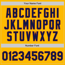 Load image into Gallery viewer, Custom Gold Pinstripe Navy-Crimson Authentic Fade Fashion Baseball Jersey