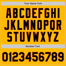 Load image into Gallery viewer, Custom Gold Pinstripe Black-Crimson Authentic Fade Fashion Baseball Jersey