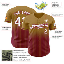 Load image into Gallery viewer, Custom Old Gold Pinstripe White-Crimson Authentic Fade Fashion Baseball Jersey