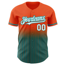 Charger l'image dans la galerie, Custom Orange Pinstripe White-Teal Authentic Fade Fashion Baseball Jersey