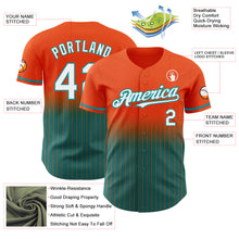 Charger l'image dans la galerie, Custom Orange Pinstripe White-Teal Authentic Fade Fashion Baseball Jersey