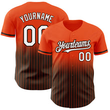 Загрузить изображение в средство просмотра галереи, Custom Orange Pinstripe White-Brown Authentic Fade Fashion Baseball Jersey