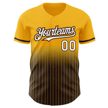 Загрузить изображение в средство просмотра галереи, Custom Gold Pinstripe White-Brown Authentic Fade Fashion Baseball Jersey