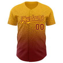 Load image into Gallery viewer, Custom Gold Crimson Authentic Fade Fashion Baseball Jersey