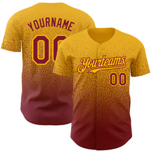Load image into Gallery viewer, Custom Gold Crimson Authentic Fade Fashion Baseball Jersey