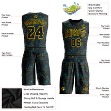 Charger l'image dans la galerie, Custom Figure Black-Gold Round Neck Sublimation Basketball Suit Jersey