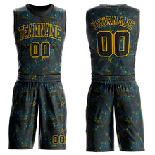 Charger l'image dans la galerie, Custom Figure Black-Gold Round Neck Sublimation Basketball Suit Jersey