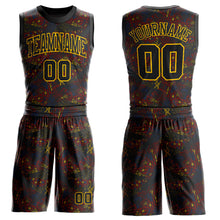 Загрузить изображение в средство просмотра галереи, Custom Figure Black-Gold Round Neck Sublimation Basketball Suit Jersey