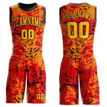 Charger l'image dans la galerie, Custom Figure Gold-Orange Round Neck Sublimation Basketball Suit Jersey