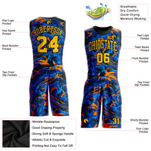 Charger l'image dans la galerie, Custom Figure Gold-Royal Round Neck Sublimation Basketball Suit Jersey