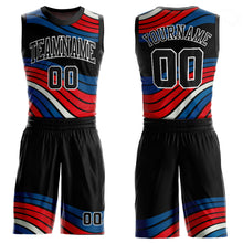 Load image into Gallery viewer, Custom Figure Black-Red Round Neck Sublimation Basketball Suit Jersey
