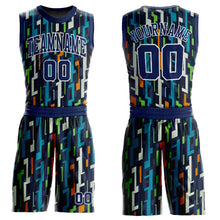 Charger l'image dans la galerie, Custom Figure Navy-White Round Neck Sublimation Basketball Suit Jersey