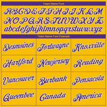 Load image into Gallery viewer, Custom Gold Purple-White Authentic Throwback Basketball Jersey