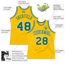 Load image into Gallery viewer, Custom Gold Kelly Green-White Authentic Throwback Basketball Jersey