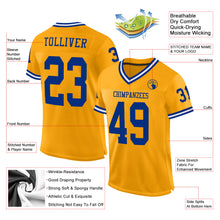 Загрузить изображение в средство просмотра галереи, Custom Gold Royal-White Mesh Authentic Throwback Football Jersey