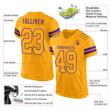 Laden Sie das Bild in den Galerie-Viewer, Custom Gold Gold-Purple Mesh Authentic Football Jersey