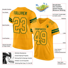 Laden Sie das Bild in den Galerie-Viewer, Custom Gold Gold-Green Mesh Authentic Football Jersey