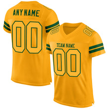 Laden Sie das Bild in den Galerie-Viewer, Custom Gold Gold-Green Mesh Authentic Football Jersey