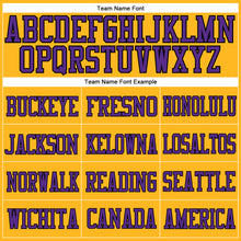 Load image into Gallery viewer, Custom Gold Purple-Black Mesh Authentic Football Jersey