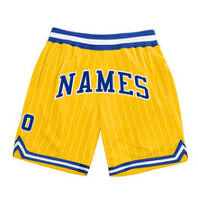Charger l'image dans la galerie, Custom Gold White Pinstripe Royal-White Authentic Basketball Shorts