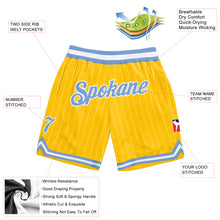 Charger l'image dans la galerie, Custom Gold White Pinstripe Light Blue-White Authentic Basketball Shorts