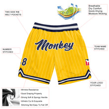 Charger l'image dans la galerie, Custom Gold White Pinstripe Navy-White Authentic Basketball Shorts