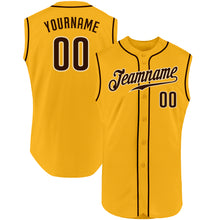 Загрузить изображение в средство просмотра галереи, Custom Gold Brown-Cream Authentic Sleeveless Baseball Jersey