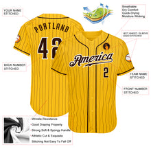 Загрузить изображение в средство просмотра галереи, Custom Yellow Brown Pinstripe Brown-White Authentic Baseball Jersey