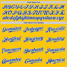 Load image into Gallery viewer, Custom Yellow Royal Pinstripe Royal-White Authentic Baseball Jersey