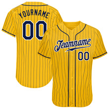Загрузить изображение в средство просмотра галереи, Custom Yellow Navy Pinstripe Navy-White Authentic Baseball Jersey