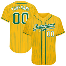 Загрузить изображение в средство просмотра галереи, Custom Yellow Kelly Green Pinstripe Kelly Green-White Authentic Baseball Jersey