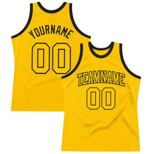 Load image into Gallery viewer, Custom Gold Gold-Black Authentic Throwback Basketball Jersey