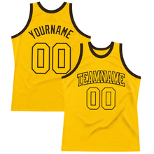 Load image into Gallery viewer, Custom Gold Gold-Brown Authentic Throwback Basketball Jersey