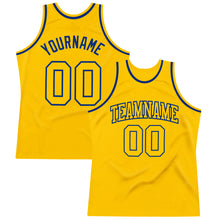 Load image into Gallery viewer, Custom Gold Gold-Royal Authentic Throwback Basketball Jersey