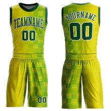 Load image into Gallery viewer, Custom Gold Green-White Round Neck Sublimation Basketball Suit Jersey