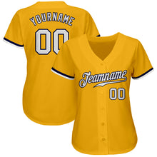 Загрузить изображение в средство просмотра галереи, Custom Gold White-Navy Authentic Baseball Jersey