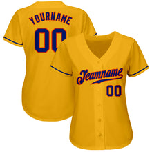 Load image into Gallery viewer, Custom Gold Royal-Orange Authentic Baseball Jersey