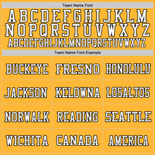 Load image into Gallery viewer, Custom Gold Black-White Mesh Authentic Football Jersey