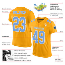 Load image into Gallery viewer, Custom Gold Light Blue-White Mesh Authentic Football Jersey