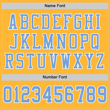 Load image into Gallery viewer, Custom Gold Light Blue-White Mesh Authentic Football Jersey