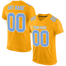 Load image into Gallery viewer, Custom Gold Light Blue-White Mesh Authentic Football Jersey