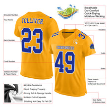 Загрузить изображение в средство просмотра галереи, Custom Gold Royal-White Mesh Authentic Football Jersey