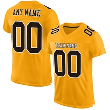 Load image into Gallery viewer, Custom Gold Brown-White Mesh Authentic Football Jersey