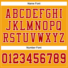 Load image into Gallery viewer, Custom Gold Red-White Mesh Authentic Football Jersey