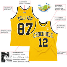 Load image into Gallery viewer, Custom Gold Black-Cream Authentic Throwback Basketball Jersey