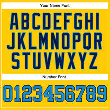 Load image into Gallery viewer, Custom Gold Blue-Navy Authentic Throwback Basketball Jersey