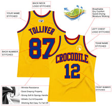 Load image into Gallery viewer, Custom Gold Royal-Red Authentic Throwback Basketball Jersey