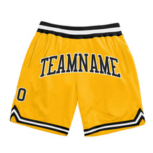 Load image into Gallery viewer, Custom Gold Black-White Authentic Throwback Basketball Shorts