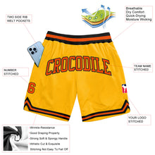Load image into Gallery viewer, Custom Gold Orange-Black Authentic Throwback Basketball Shorts